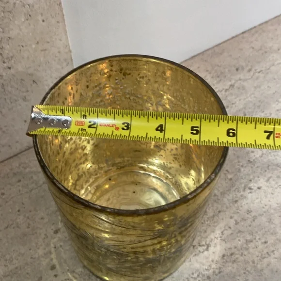 West Elm Distressed Gold Starburst Mercury Glass Candle Holder - Picture 5 of 8